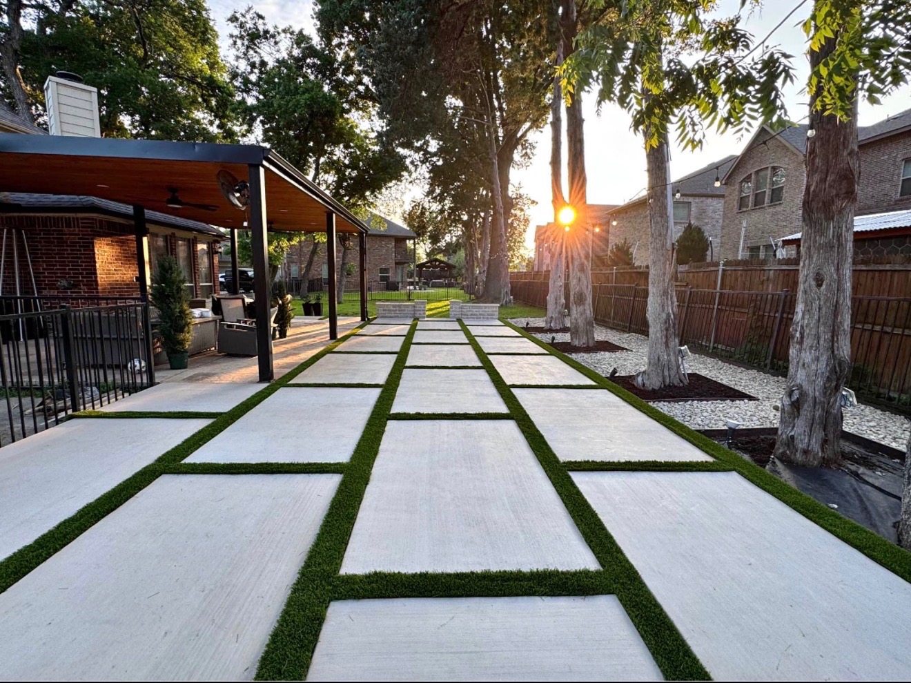Concrete and artificial turf pathway DFW